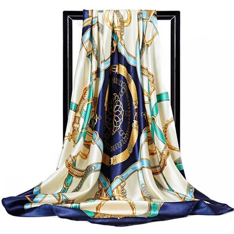 Foulard en satin bleu