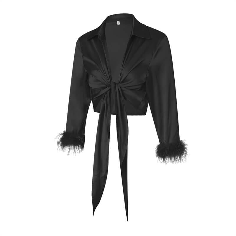 Chemisier en satin noir sexy