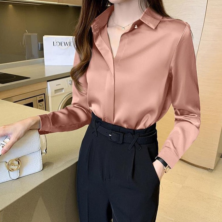 Chemisier rose en satin Diamond