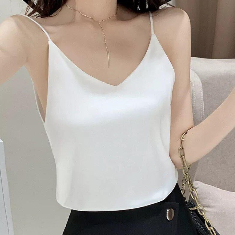 Débardeur blanc en satin Alix