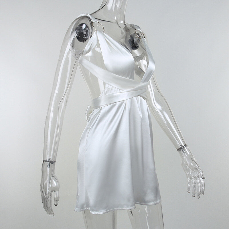 robe en satin versatile et nouable blanc