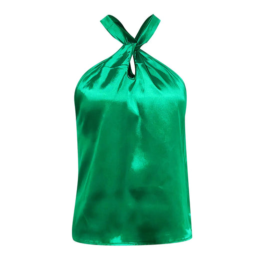 Débardeur en satin vert