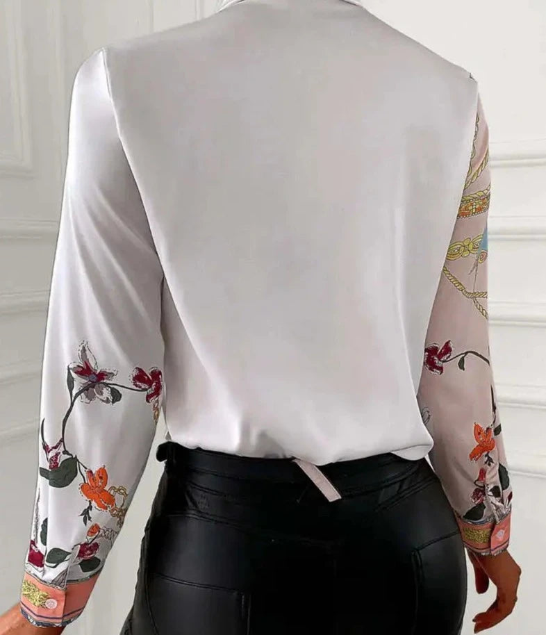 Chemisier en satin à motif chaîne imprimé