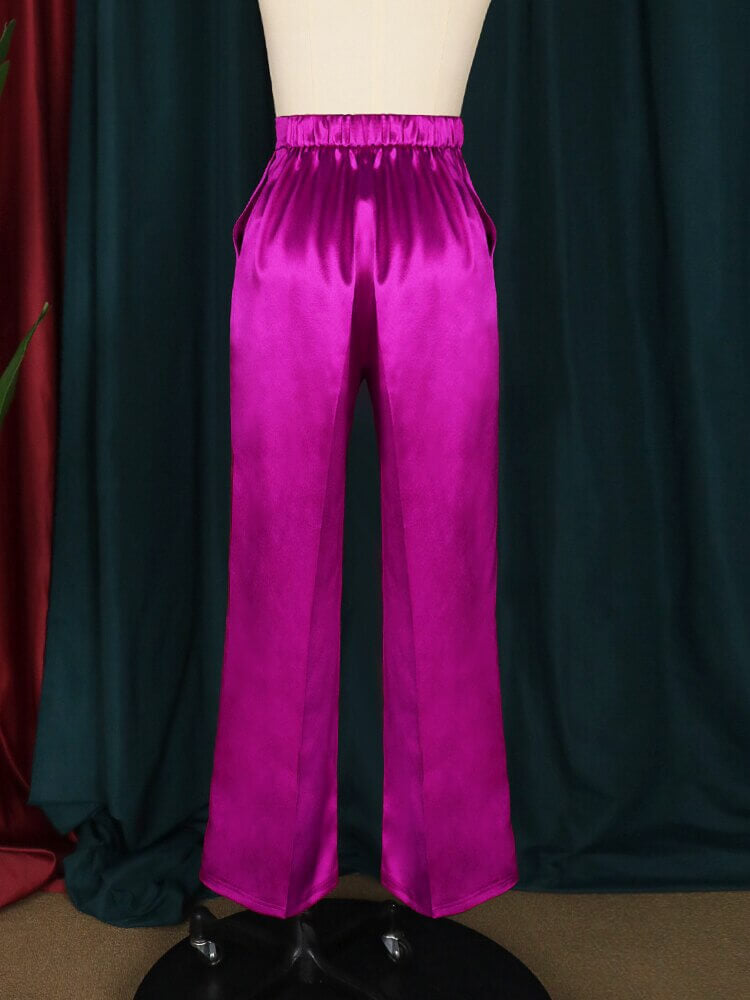 Pantalon en satin rose