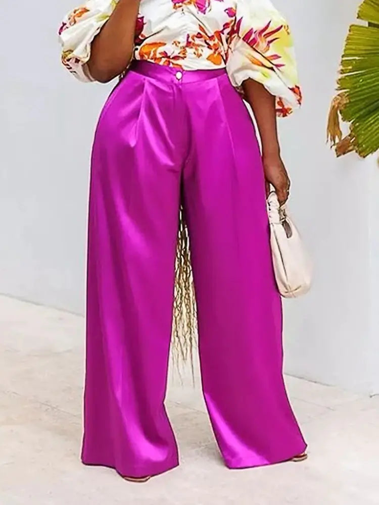 Pantalon en satin rose