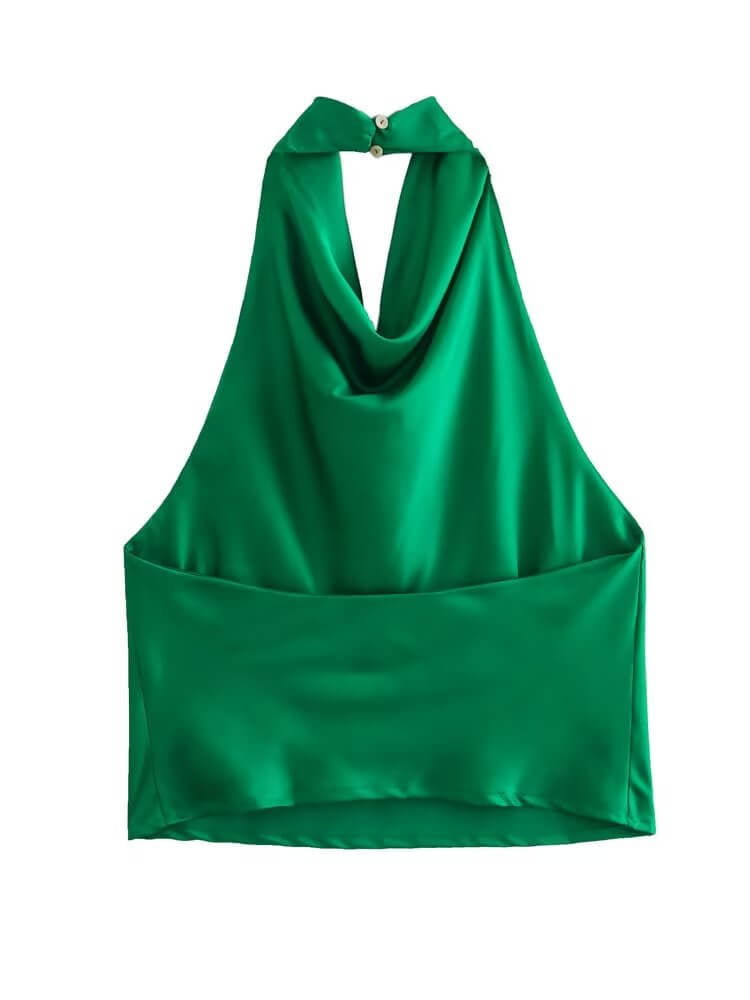 Top en satin vert forêt