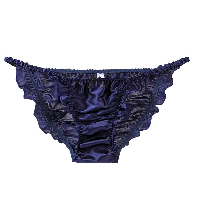 Culotte en satin plissé à noeud bleu