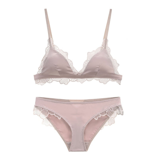 Ensemble de lingerie simple à dentelle rose