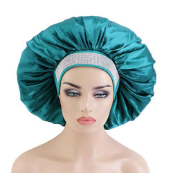 Bonnet satin pour cheveux strass bleu