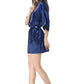 Kimono satiné bleu marine pour femme
