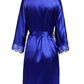 Peignoir satiné Lita bleu électrique