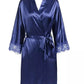 Peignoir satiné Lita bleu marine