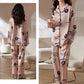 Pyjama satiné Glamour beige à écritures noires