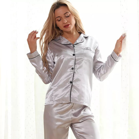 Pyjama en satin Liam gris