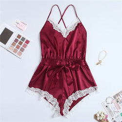 Pyjama satin combinaison rouge