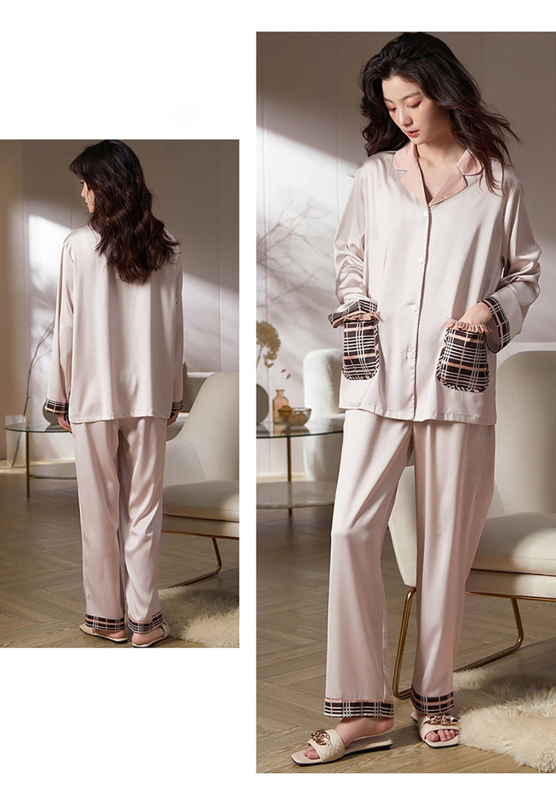 Pyjama satiné Glamour beige