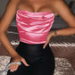 body en satin bustier rose