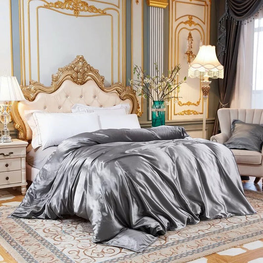 housse de couette satin gris