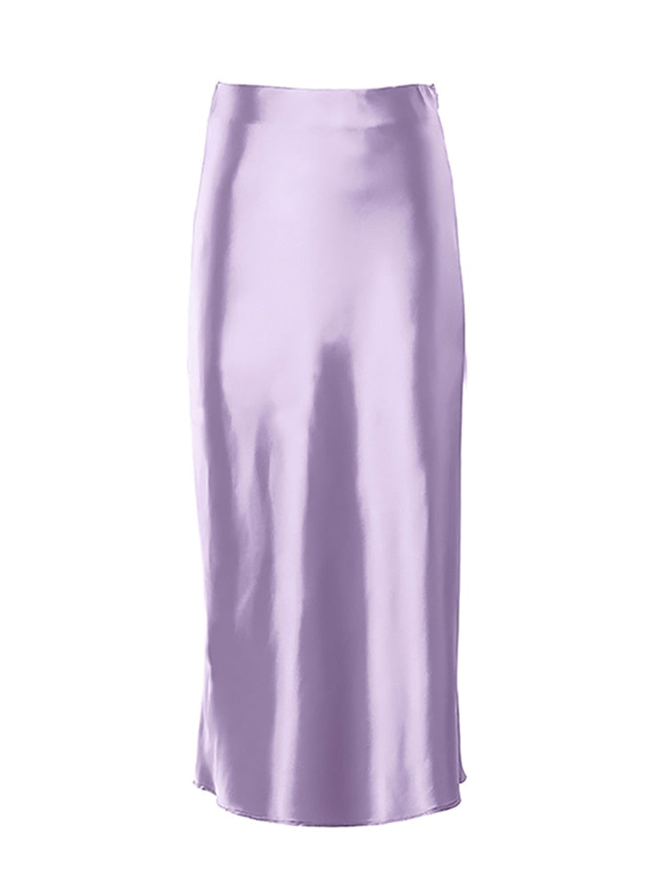 jupe fluide femme satin violet