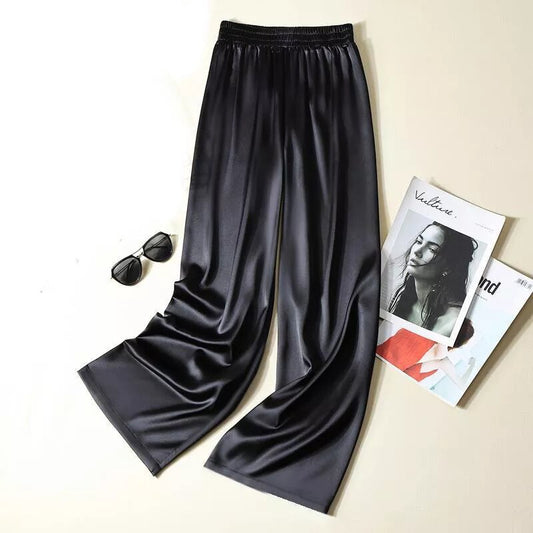 pantalon fluide satin noir